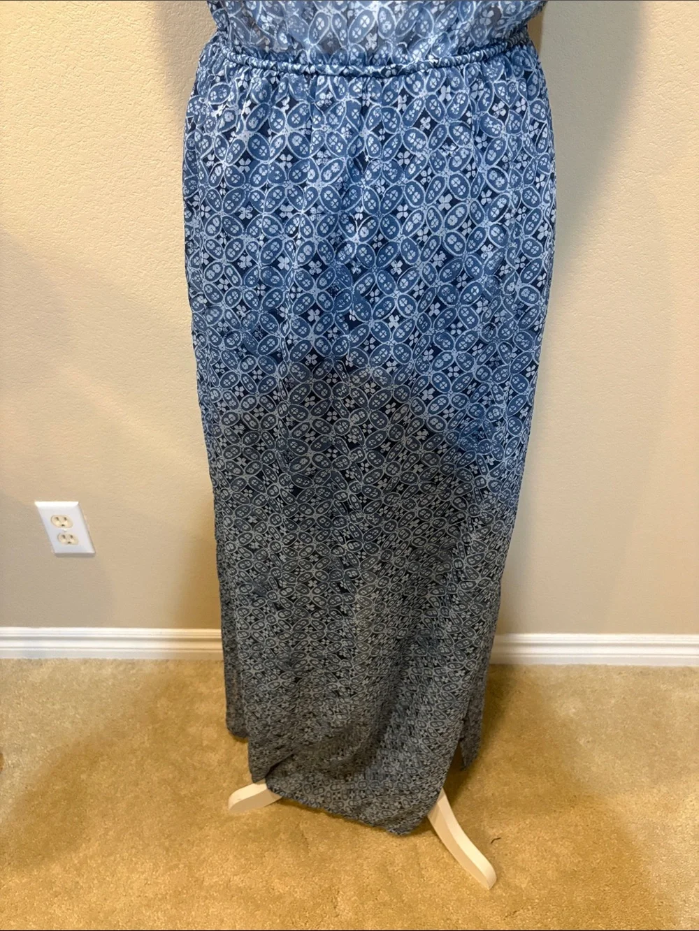Abercrombie & Fitch Blue Printed Tie-Waist Maxi Dress
